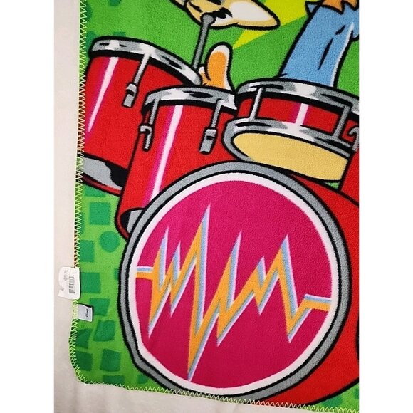 Vintage Disney Muppets Throw Blanket Fleece Animal On Drums 59" x 48" Clean - Picture 4 of 10